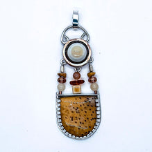 Load image into Gallery viewer, Petrified Palm Wood, Mixed Agate Pendant, Silver and Copper