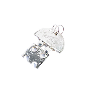 Abstract Geometric Pendant, Set with Aquamarine CZ's and Opals, Sterling Silver