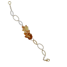 Load image into Gallery viewer, Bronze  Leaf and Silver Aluminum Chain Link Bracelet, Oval links, Size Adjustable