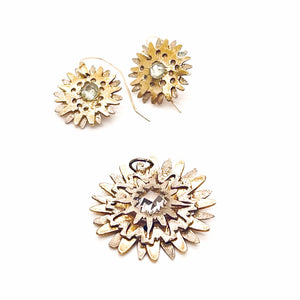 Dainty Bronze Flower Earrings with Clear CZ