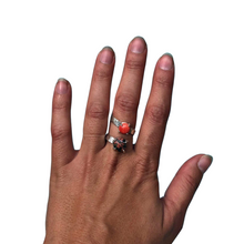 Load image into Gallery viewer, Coral and Ocean Jasper Sterling Wrap Ring, Adjustable, Earth&#39;s Treasures Collection