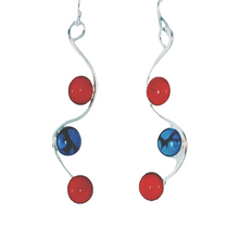 Load image into Gallery viewer, Handmade Earrings, Sterling, Coral Spiny Oyster, Kingman Turquoise