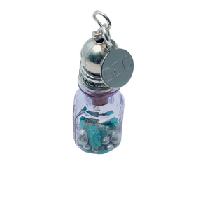 December Birthstone Pendant - Birthstones in a Bottle - Vial Necklace - Turquoise, Glass and Sterling Silver Handmade