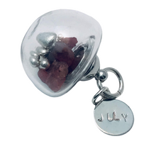 Load image into Gallery viewer, July Birthstone Pendant - Birthstones in a Bottle - Vial Necklace -Ruby, Glass and Sterling Silver Handmade