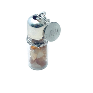 November Birthstone Pendant - Birthstones in a Bottle - Vial Necklace - Topaz, Glass and Sterling Silver Handmade