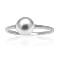 Load image into Gallery viewer, Sterling Silver Sphere Ring - High Polish - Rhodium Plated