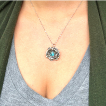 Load image into Gallery viewer, Small Flower Necklace, Harmony Botanical Series, Sterling Silver, 8 mm center Inter Changeable Stone H001