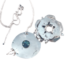 Load image into Gallery viewer, Small Flower Necklace, Harmony Botanical Series, Sterling Silver, 8 mm center Inter Changeable Stone H001