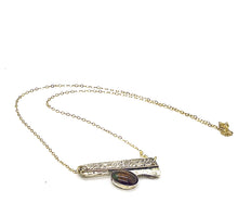 Load image into Gallery viewer, Sterling Silver and 22K Gold Bar Style Necklace with Ammolite