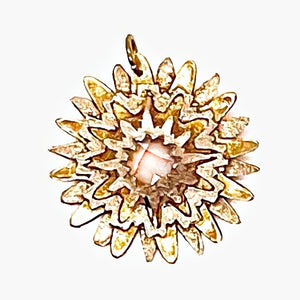 Bronze Multi Layered Flower Pendant with Clear Cushion Cut CZ Center