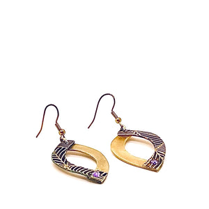 Bronze Overlay Earrings with Amethyst