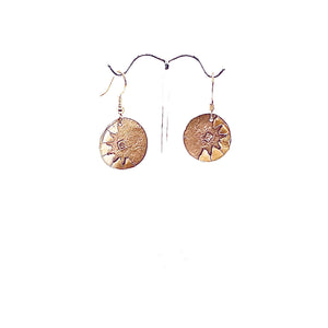 Bits and Pieces Red and White Bronze Circular Earrings