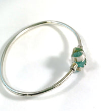 Load image into Gallery viewer, Natural Aquamarine Crystal Sterling Silver Bangle Bracelet, March Birthstone, Earth&#39;s Treasures Collection