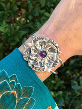 Load image into Gallery viewer, Sterling Silver Flower Cuff Bracelet, Harmony Botanical Series,  Interchangeable Stones