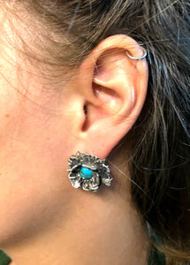Flower Post Earrings, Sterling, Harmony Botanical Series Inter Changeable Stone