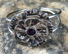 Load image into Gallery viewer, Sterling Silver Flower Cuff Bracelet, Harmony Botanical Series,  Interchangeable Stones