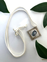 Load image into Gallery viewer, Sterling Silver & Moss Agate Pendant Necklace, Harmony Geometric Series, Interchangeable Stone Feature on Leather