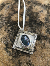 Load image into Gallery viewer, Sterling Silver & Moss Agate Pendant Necklace, Harmony Geometric Series, Interchangeable Stone Feature on Leather
