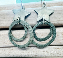 Load image into Gallery viewer, Celestial Bronze Star and Circle Dangle Earrings with French Wires - New Item