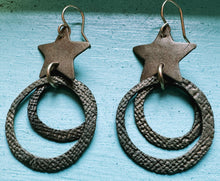 Load image into Gallery viewer, Celestial Bronze Star and Circle Dangle Earrings with French Wires - New Item