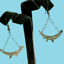 Load image into Gallery viewer, Celestial Inspired Bronze Dangle Crescent Moon Earrings