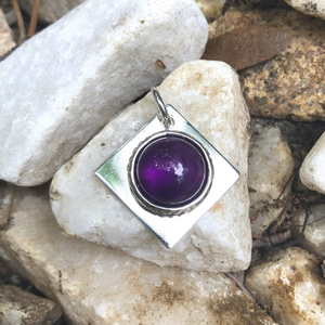Amethyst AAA Quality Cabochon Pendant, Sterling Silver, February Birthstone,  Earth's Treasures Collection