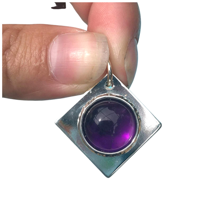 Amethyst AAA Quality Cabochon Pendant, Sterling Silver, February Birthstone,  Earth's Treasures Collection