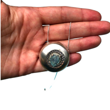 Load image into Gallery viewer, Raw Aquamarine Crystal, Sterling Silver Medallion Pendant Necklace, , Sterling Chain, Earth&#39;s Treasures Collection