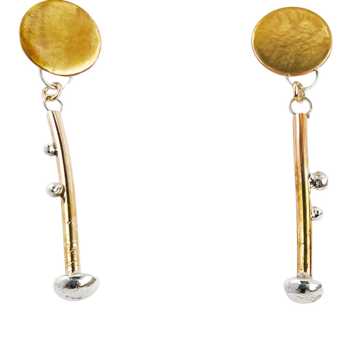 Bar Earrings, 14K Gold Filled with Sterling Accents
