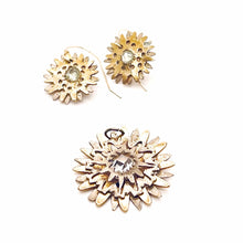 Load image into Gallery viewer, Dainty Bronze Flower Earrings with Clear CZ