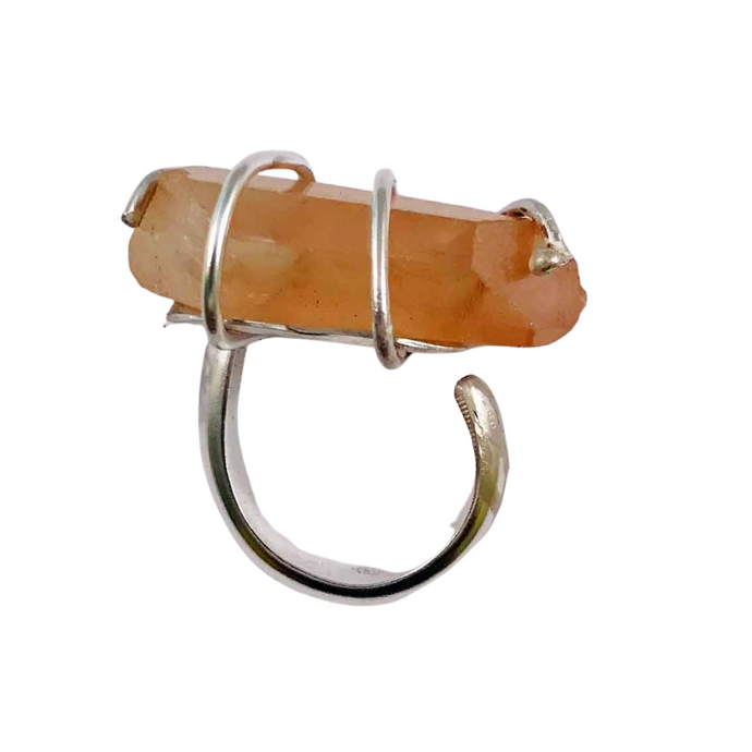 Citrine Crystal Point Sterling Silver Adjustable Ring, Earth's Treasures Collection