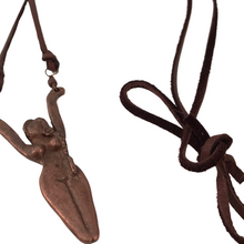 Load image into Gallery viewer, Gypsy Cowgirl Collection, Handmade Necklace, Copper Goddess Pendant on Brown USA Leather