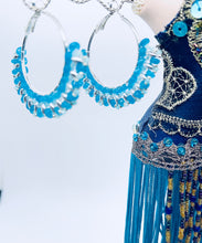 Load image into Gallery viewer, Turquoise Czech Glass,  Amazonite and Silver Hoop Earrings