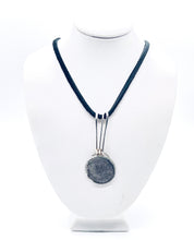 Load image into Gallery viewer, Dark Side of the Moon Pendant Necklace Sterling Silver and Leather