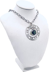 Ancient Egypt Eye of Horus, "Evil Eye" Sterling Silver Pendant Necklace