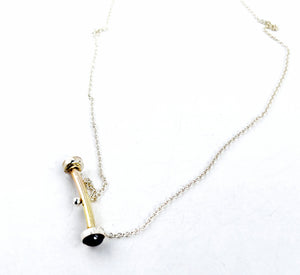 Bar Necklace, 14k GF Bar with Sterling End Caps Set with Garnets