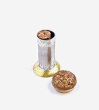 Load image into Gallery viewer, Sterling Silver and Brass Miniature Bottle with Ceramic Cap