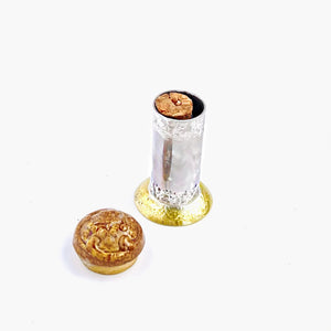 Sterling Silver and Brass Miniature Bottle with Ceramic Cap