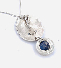 Load image into Gallery viewer, Sterling Silver Scallop Fan Pendant Necklace with Labradorite Dangle