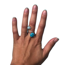 Load image into Gallery viewer, Kingman Turquoise and Larimar Sterling Wrap Ring, Adjustable, Earth&#39;s Treasures Collection