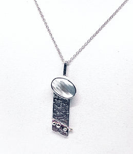 Mother of Pearl, Sterling Silver and 22K Gold Pendant Necklace