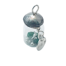 Load image into Gallery viewer, May Birthstone Pendant - Birthstones in a Bottle - Vial Necklace - Emerald, Glass and Sterling Silver Handmade