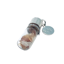 Load image into Gallery viewer, November Birthstone Pendant - Birthstones in a Bottle - Vial Necklace - Topaz, Glass and Sterling Silver Handmade