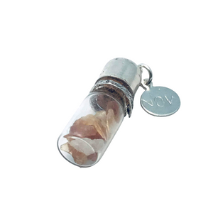 November Birthstone Pendant - Birthstones in a Bottle - Vial Necklace - Topaz, Glass and Sterling Silver Handmade