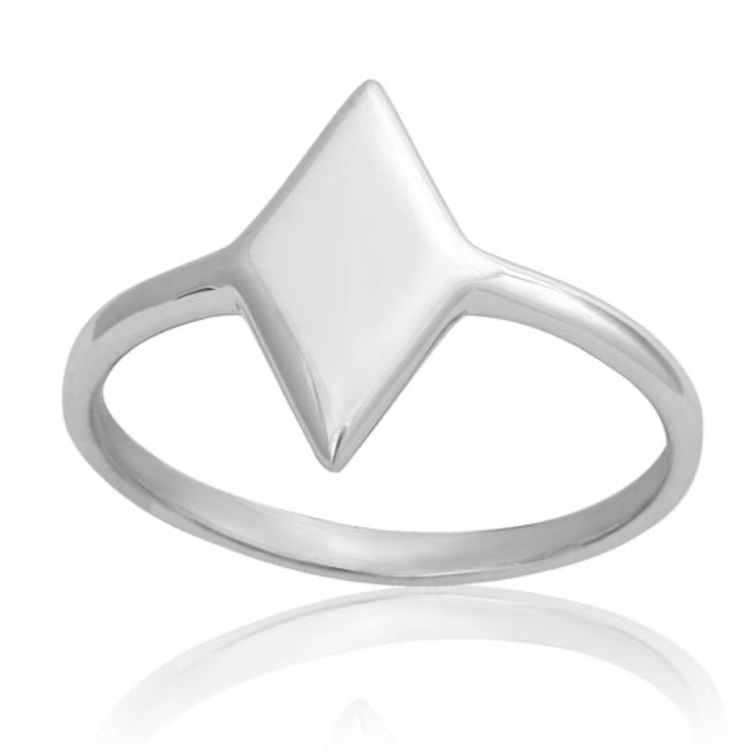 Diamond Shaped Dainty Signet Ring - Sterling Silver