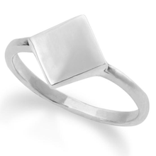 Load image into Gallery viewer, Sterling Silver Diamond Shaped Signet Ring