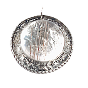 Moon Inspired Reversible Rutile Quartz and Sterling Silver Pendant
