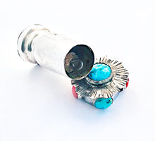 Load image into Gallery viewer, Sterling Silver Collectible Bottle Embellished with Spiny Oyster Coral and Kingman Turquoise