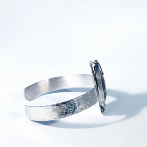 Bracelet, Sterling Silver with Interchangeable Oval Stone, 18 x 25 mm, Harmony Freeform Series