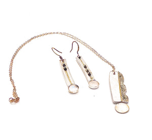 Double Bar Sterling Earrings with 22k Gold Accents and Moonstones